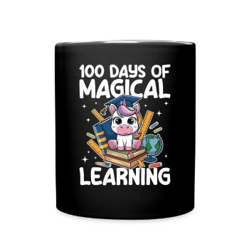 Cute Unicorn Rainbow 100 Days of School - Tasse einfarbig - Schwarz - Vorne