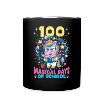 Cute Unicorn Rainbow 100 Days of School - Tasse einfarbig - Schwarz - Vorne