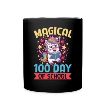 Cute Unicorn Rainbow 100 Days of School - Tasse einfarbig - Schwarz - Vorne