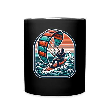 Kitesurfen Kitesurfer Kiteboard - Tasse einfarbig - Schwarz - Vorne