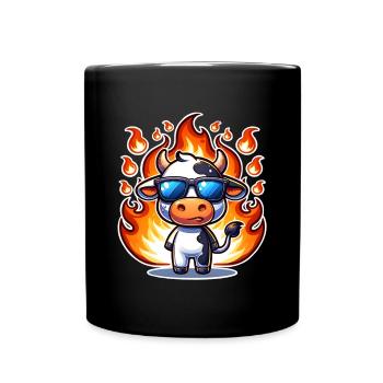 Cow Fire Flames - Full Colour Mug - black - Front