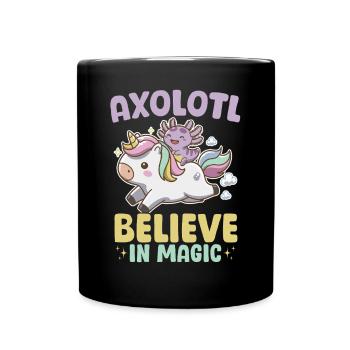 Mignon Axolotl Licorne Axolotl Croire en la magie - Mug uni - noir - Devant