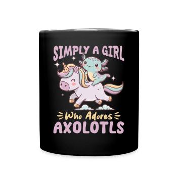 Axolotl Unicorn Simply a Girl Who Adores Axolotls - Full Colour Mug - black - Front