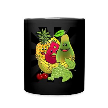 Obst Früchte Frucht Exotisch Sommerzeit Sommer - Tasse einfarbig - Schwarz - Vorne