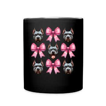 Coquette Bow Pitbull Dog Mom Pink Bow Mom - Full Colour Mug - black - Front