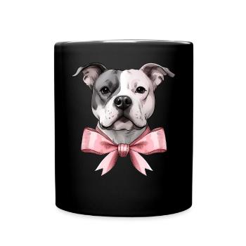Coquette Bow Pitbull Dog Mom Pink Bow Mom - Full Colour Mug - black - Front