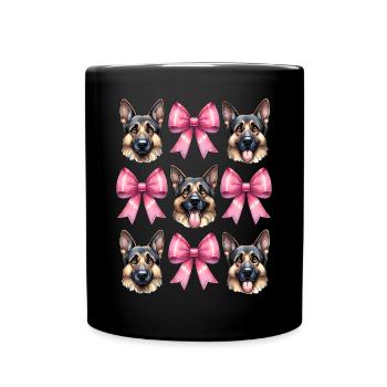 Coquette Bow Deutscher Schäferhund Mama Rosa Band - Tasse einfarbig - Schwarz - Vorne