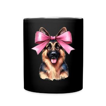 Coquette Bow German Shepherd Mom Pink Ribbon - Full Colour Mug - black - Front