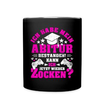 Abitur Abi Abschluss Schule Gaming Gamer Geschenk - Tasse einfarbig - Schwarz - Vorne