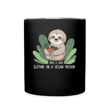 Paresseux en mission végétalienne avec bol de légumes - Mug uni - noir - Devant