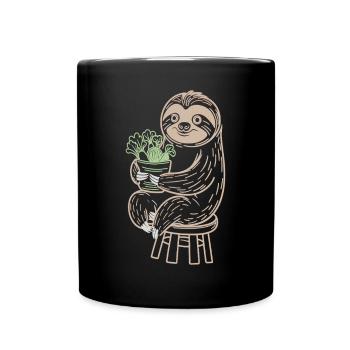 Cozy Sloth Vegan Vegetarian Delight - Full Colour Mug - black - Front