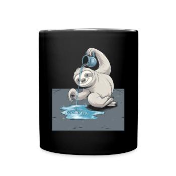 Aquarius Sloth Zodiac Illustration - Full Colour Mug - black - Front