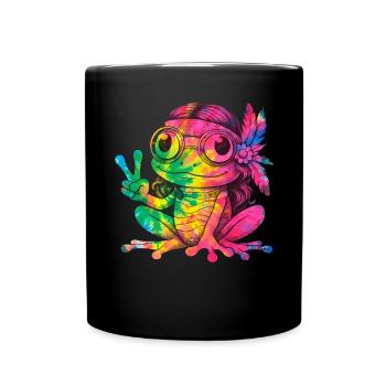 Peace Sign Dye Hippie Frog 60s - Full Colour Mug - black - Front