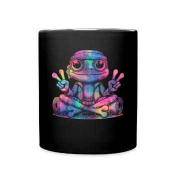 Peace Sign Dye Hippie Frog 60s - Full Colour Mug - black - Front