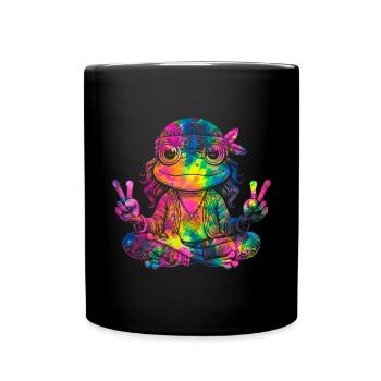 Peace Sign Dye Hippie Frog 60s - Full Colour Mug - black - Front