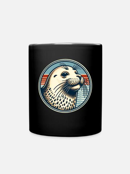 Seehund Robbe - Tasse einfarbig - Schwarz