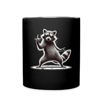 Rock-Waschbär – Metal und Coolness - Tasse einfarbig - Schwarz - Vorne
