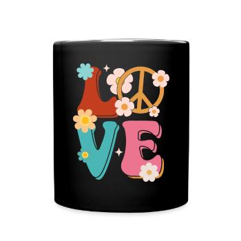 Signe de paix Amour Groovy Hippie des années 70 - Mug uni - noir - Devant