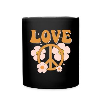 Signe de paix Amour Groovy Hippie des années 70 - Mug uni - noir - Devant