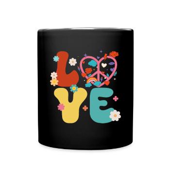 Signe de paix Amour Groovy Hippie des années 70 - Mug uni - noir - Devant