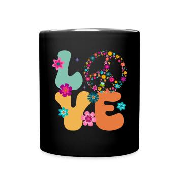 Signe de paix Amour Groovy Hippie des années 70 - Mug uni - noir - Devant