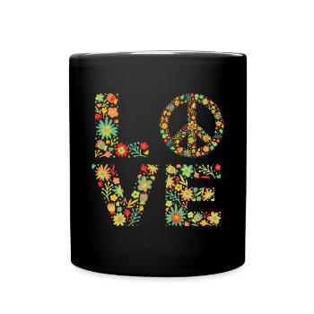Signe de paix Amour Groovy Hippie des années 70 - Mug uni - noir - Devant