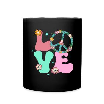 Signe de paix Amour Groovy Hippie des années 70 - Mug uni - noir - Devant