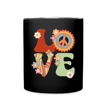 Signe de paix Amour Groovy Hippie des années 70 - Mug uni - noir - Devant