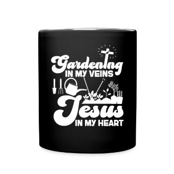 Plant Lover Gardening Jesus Faith - Full Colour Mug - black - Front