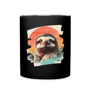 Faultier - Tasse einfarbig - Schwarz - Vorne