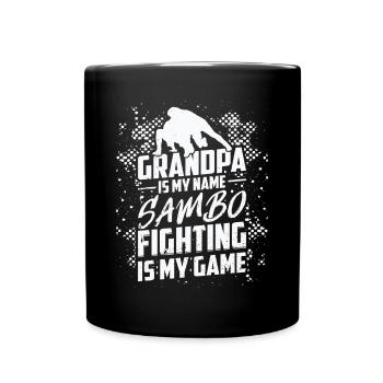 Grandpa is my name Sambo fighting is my game - - Full Colour Mug - black - Front