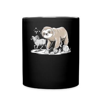 Aries Zodiac Soth with Sloth and Goat - Full Colour Mug - black - Front