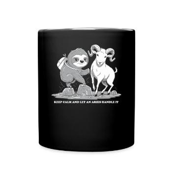 Stay calm and let a ram Aries Zodiac - Full Colour Mug - black - Front