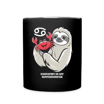 Krebs Sternzeichen Faultier Empathie ist Meine - Tasse einfarbig - Schwarz - Vorne