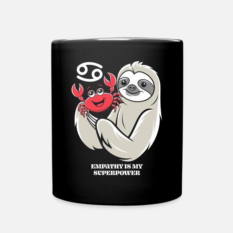 Krebs Sternzeichen Faultier Empathie ist Meine - Tasse einfarbig - Schwarz