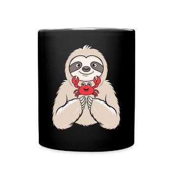 Signe du zodiaque Cancer Paresseux Câlins Crabe - Mug uni - noir - Devant