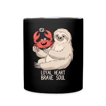 Signe du zodiaque Cancer Paresse : Cœur loyal courageux - Mug uni - noir - Devant