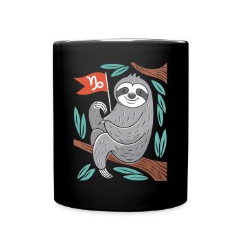 Capricorn Faultier: Dein Sternzeichen mit Charme - Tasse einfarbig - Schwarz - Vorne