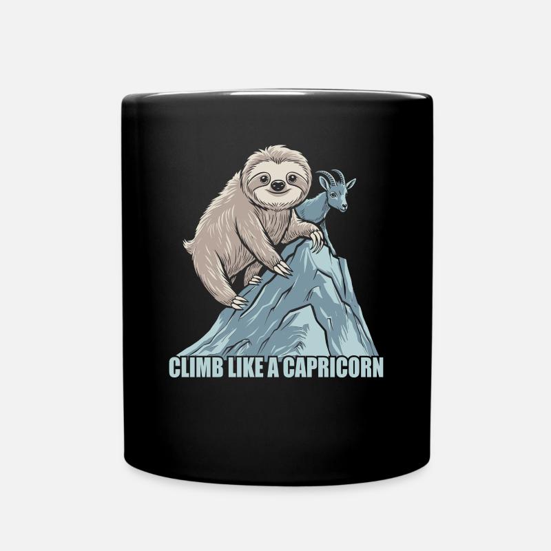 Climb Like a Capricorn: Sloth Motivation - Full Colour Mug - black