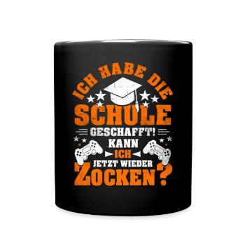 Abitur Abschluss Grundschule Realschule Geschenk - Tasse einfarbig - Schwarz - Vorne