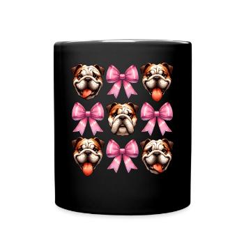 Coquette Bow Bulldog Dog Mom Pink - Full Colour Mug - black - Front