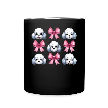 Coquette Bow Poodle Dog Mom Pink Bow - Full Colour Mug - black - Front