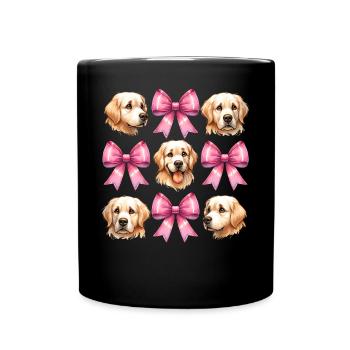 Coquette Bow Golden Retriever Chien Maman Rose - Mug uni - noir - Devant