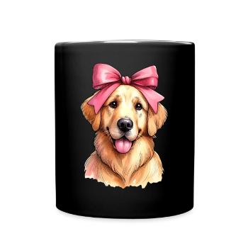Coquette Bow Golden Retriever Chien Maman Rose - Mug uni - noir - Devant