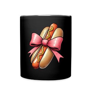 Coquette Schleife Hot Dog Hotdog Muttertag Rosa - Tasse einfarbig - Schwarz - Vorne