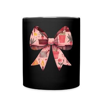 Coquette Bow Gardening Gardener Plants Pattern - Full Colour Mug - black - Front