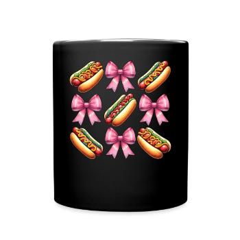 Coquette Schleife Hot Dog Hotdog Muttertag Rosa - Tasse einfarbig - Schwarz - Vorne