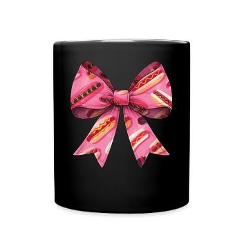 Coquette Bow Hot Dog Hotdog Muttertag Muster - Tasse einfarbig - Schwarz - Vorne