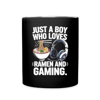 Gaming & Ramen – Perfektes Zocker-Motiv - Tasse einfarbig - Schwarz - Vorne