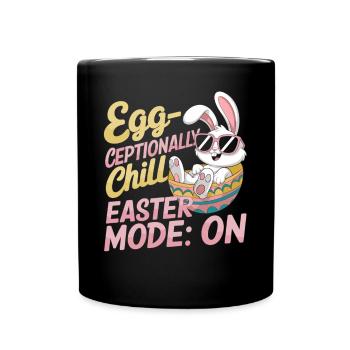 Relaxed Easter Bunny – Funny Easter Gift - Full Colour Mug - black - Front